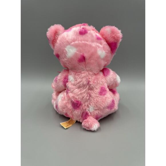 Pink Teddy Bear Plush 7” Stuffed Animal W/ Hearts & Ribbon Bow Tie - Picture 5 of 7